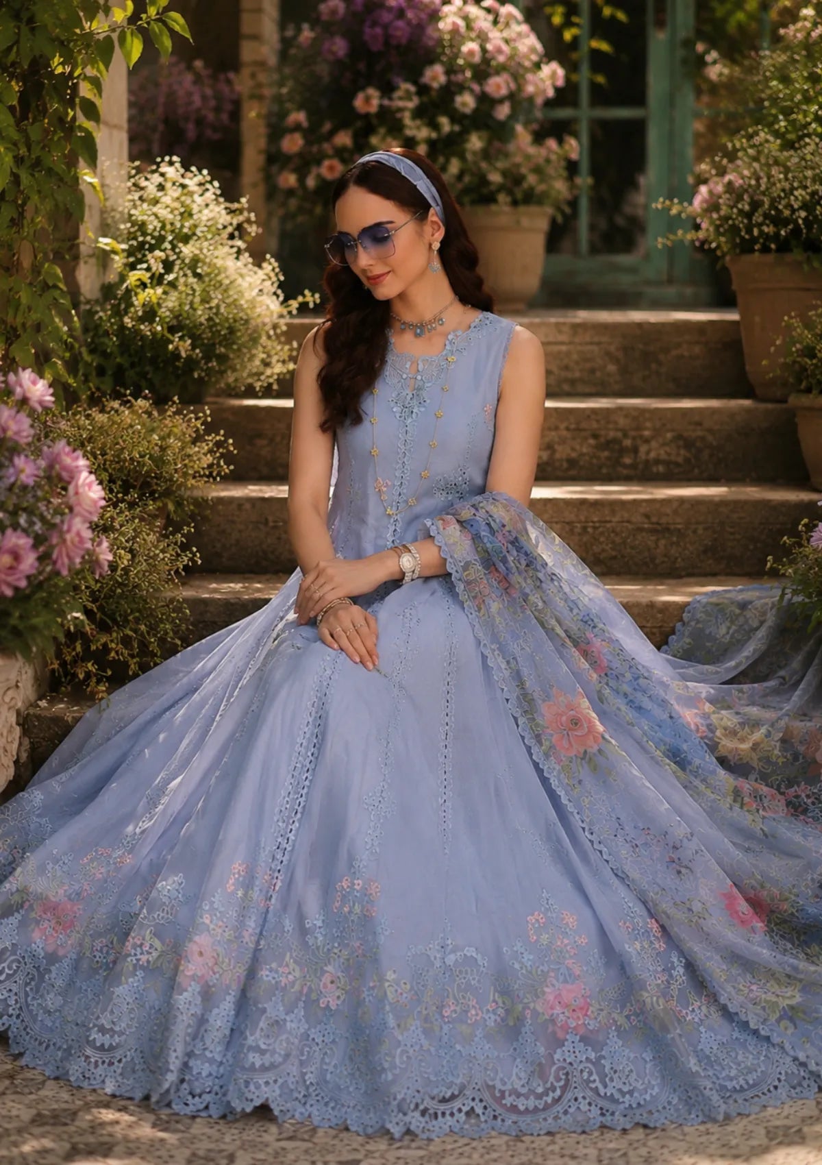 Noor By Saadia Asad Eid Luxury Printskhas'26 D-01 Frozen Mist