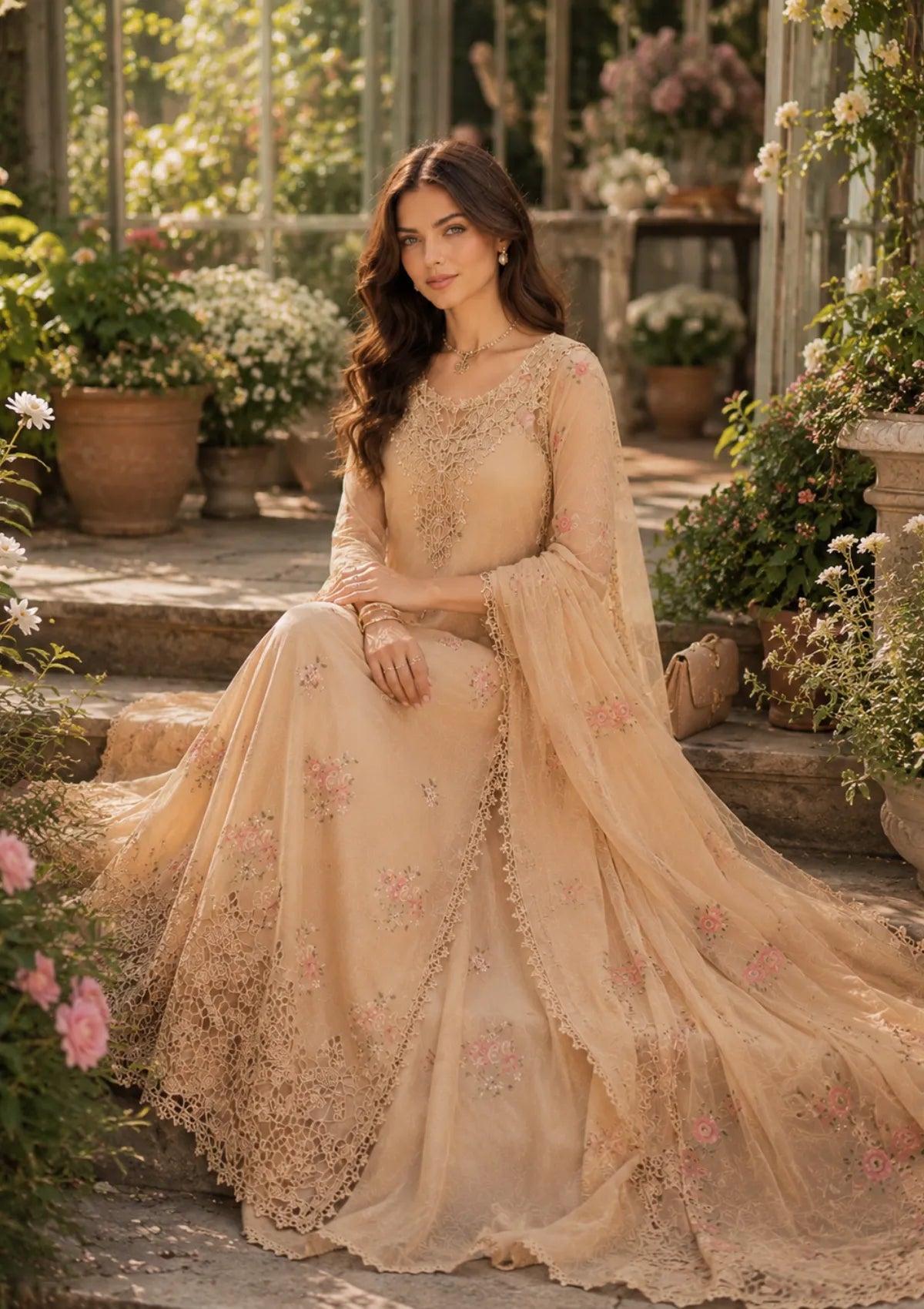 Noor By Saadia Asad Eid Luxury Printskhas'26 D-13 Blush Peach