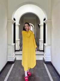 Yellow Long Button Set Manahils