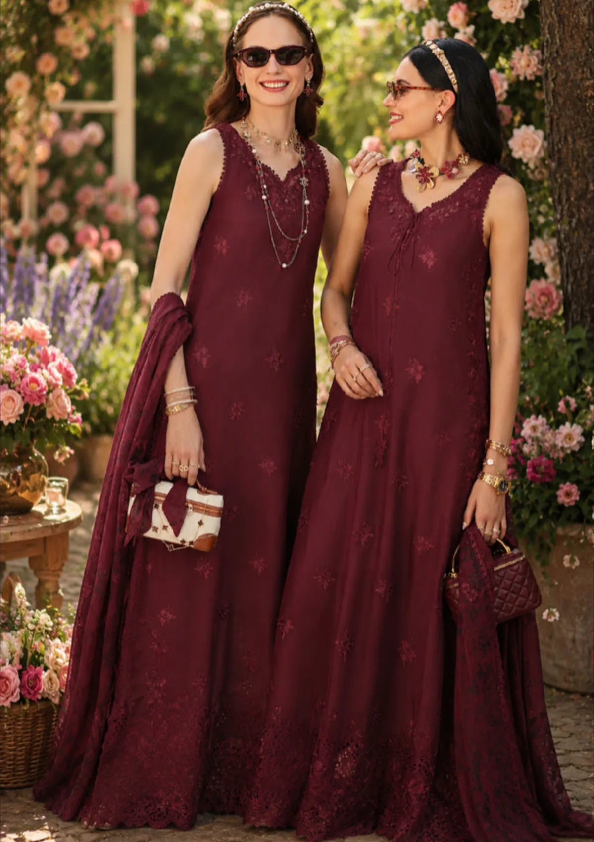 Noor By Saadia Asad Eid Luxury Printskhas'26 D-10 Burgundy
