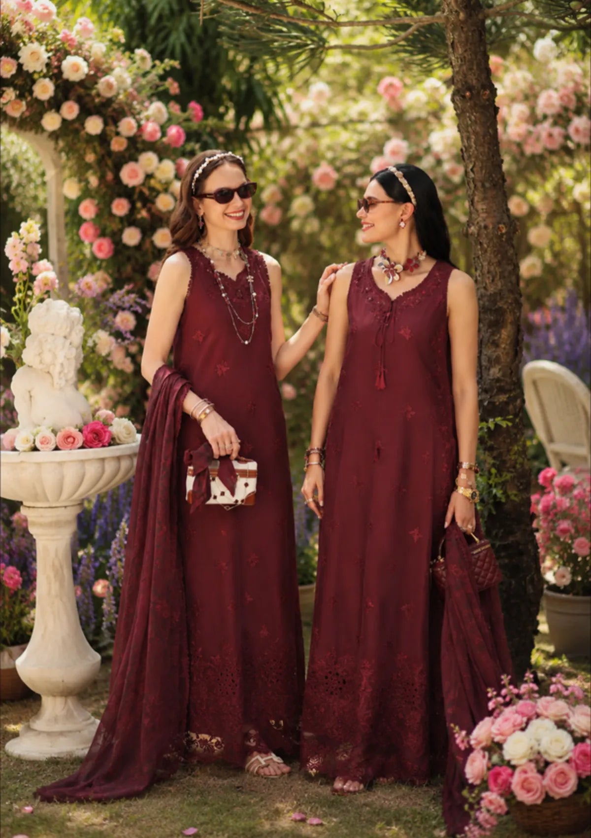 Noor By Saadia Asad Eid Luxury Printskhas'26 D-10 Burgundy