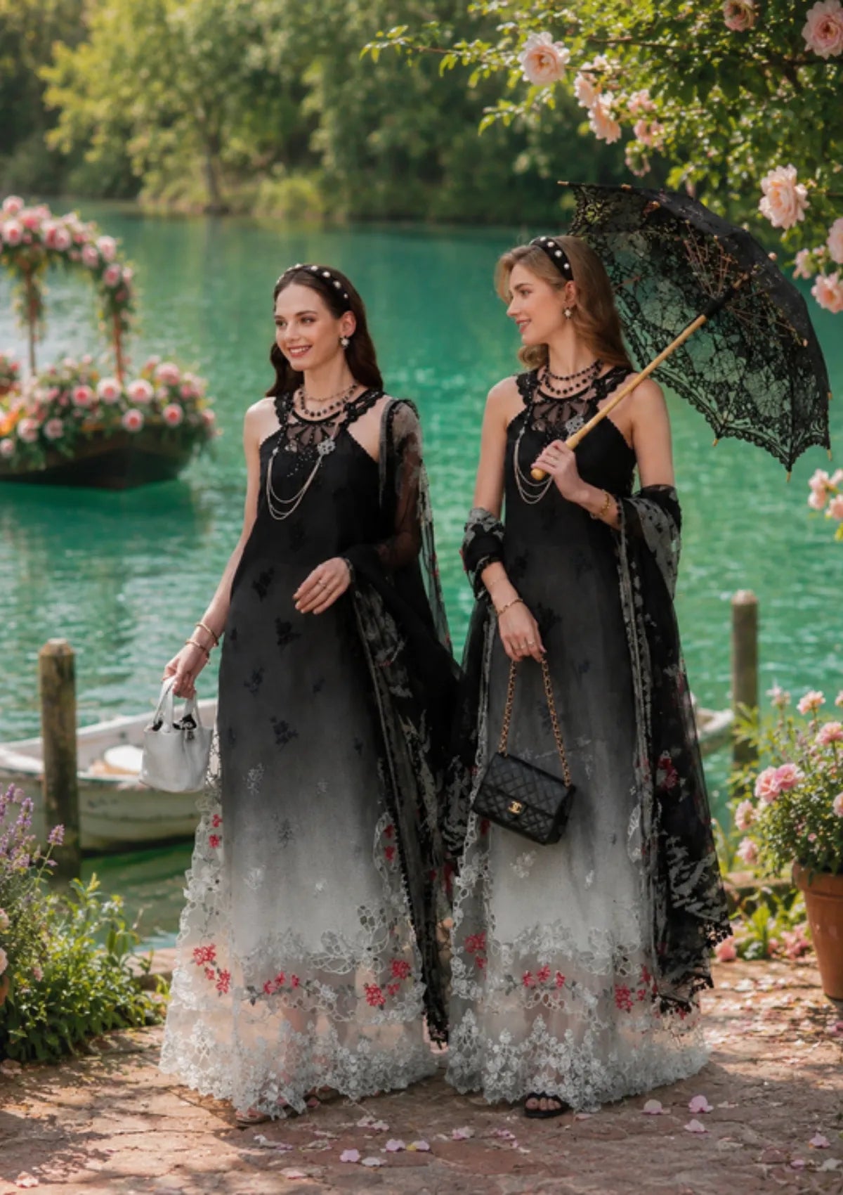Noor By Saadia Asad Eid Luxury Printskhas'26 D-05 Midnight Smoke