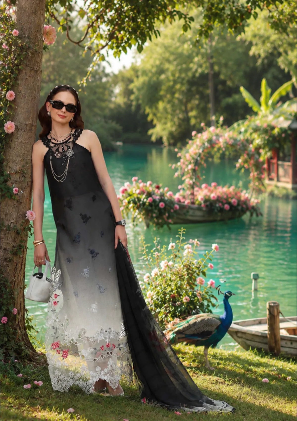 Noor By Saadia Asad Eid Luxury Printskhas'26 D-05 Midnight Smoke
