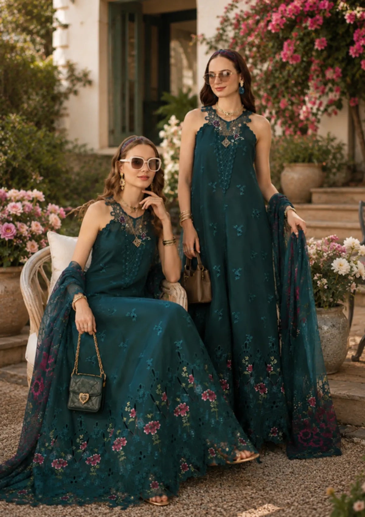 Noor By Saadia Asad Eid Luxury Printskhas'26 D-06 Coblat Teal