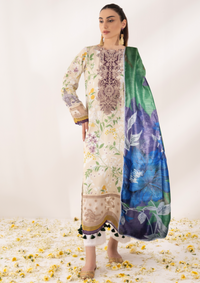 Shazme Nur Emb Prints Lawn'24 SH-08 ZINNIA - Mohsin Saeed Fabrics