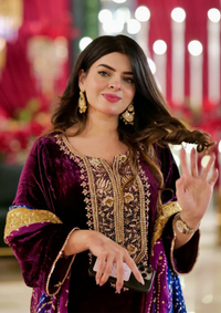 Sidra Fahad Velvet'25 SF - 297  Deep Plum