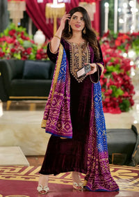 Sidra Fahad Velvet'25 SF - 297  Deep Plum