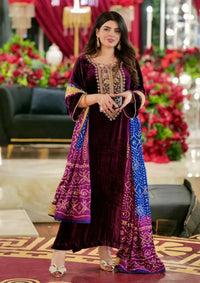 Sidra Fahad Velvet'25 SF - 297  Deep Plum