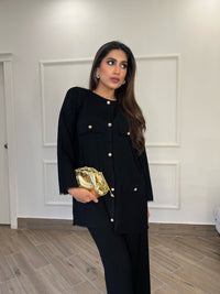 Black shirt with teal and white Best online Clothing brand in PakistanBranded clothes Branded clothes women in PakistanManahils Best seller Women fashion store in PakistanUK delivery Pakistani brand delivering to UkBest online Clothing brandManahils pret Ready to wearShirt Ready made clothes Pret wear Online shopping in PakistanSakMomina Online ShoppingMomina Online saleEid collectionSummer collection in PakistanWinter collection in PakistanFashion designerFashion designer