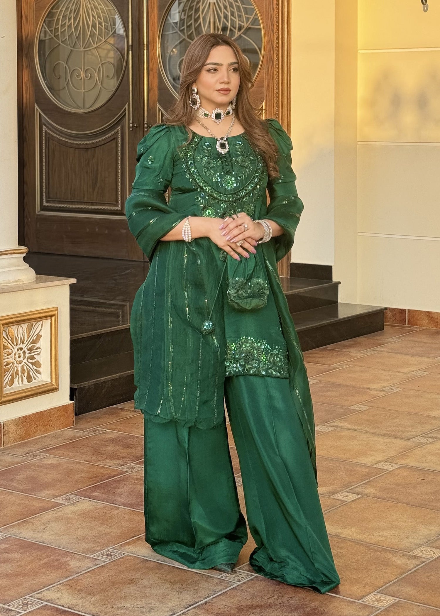 mohsin-saeed-fabrics-is-selling-online-and-in stores-Luxury-daily-wear-wedding-wear-formal-wear-in-budgeted-price-This-product-is-from-maria-osama-khan-luxury-pret-emerald-green-is-available-on-Mohsin-saeed-fabrics-website.