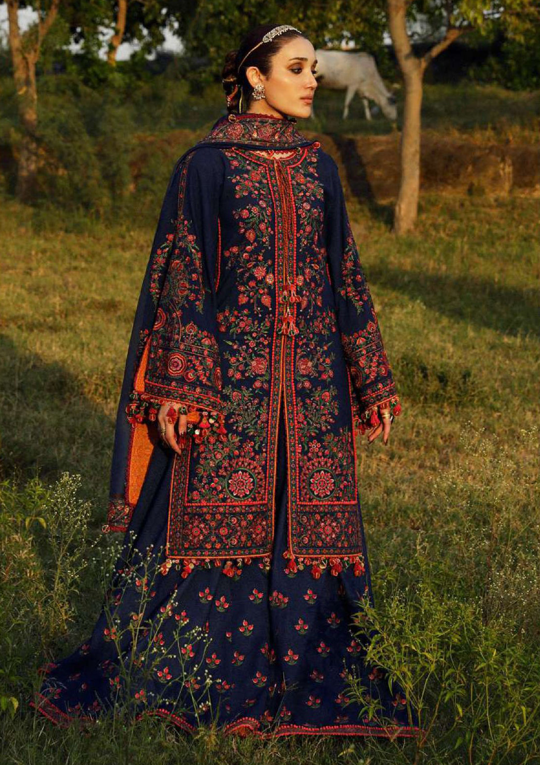 Hussain Rehar Karandi AW'23 D-366 Aegean - Mohsin Saeed Fabrics