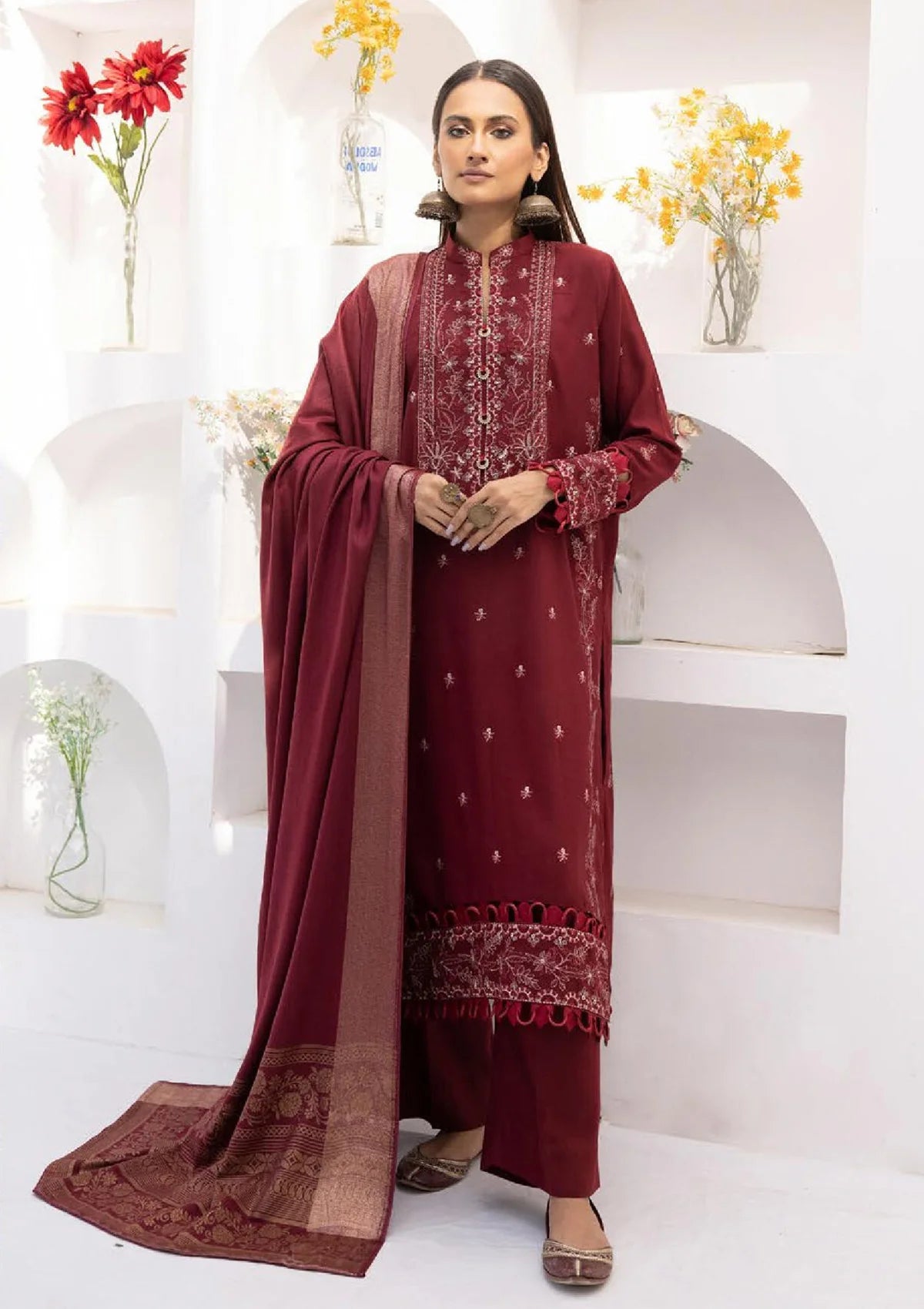 Khoobsurat Mehru Nisa Emb Peach Leather'23 M-01 - Mohsin Saeed Fabrics