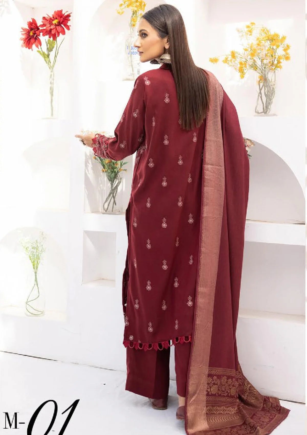 Khoobsurat Mehru Nisa Emb Peach Leather'23 M-01 - Mohsin Saeed Fabrics