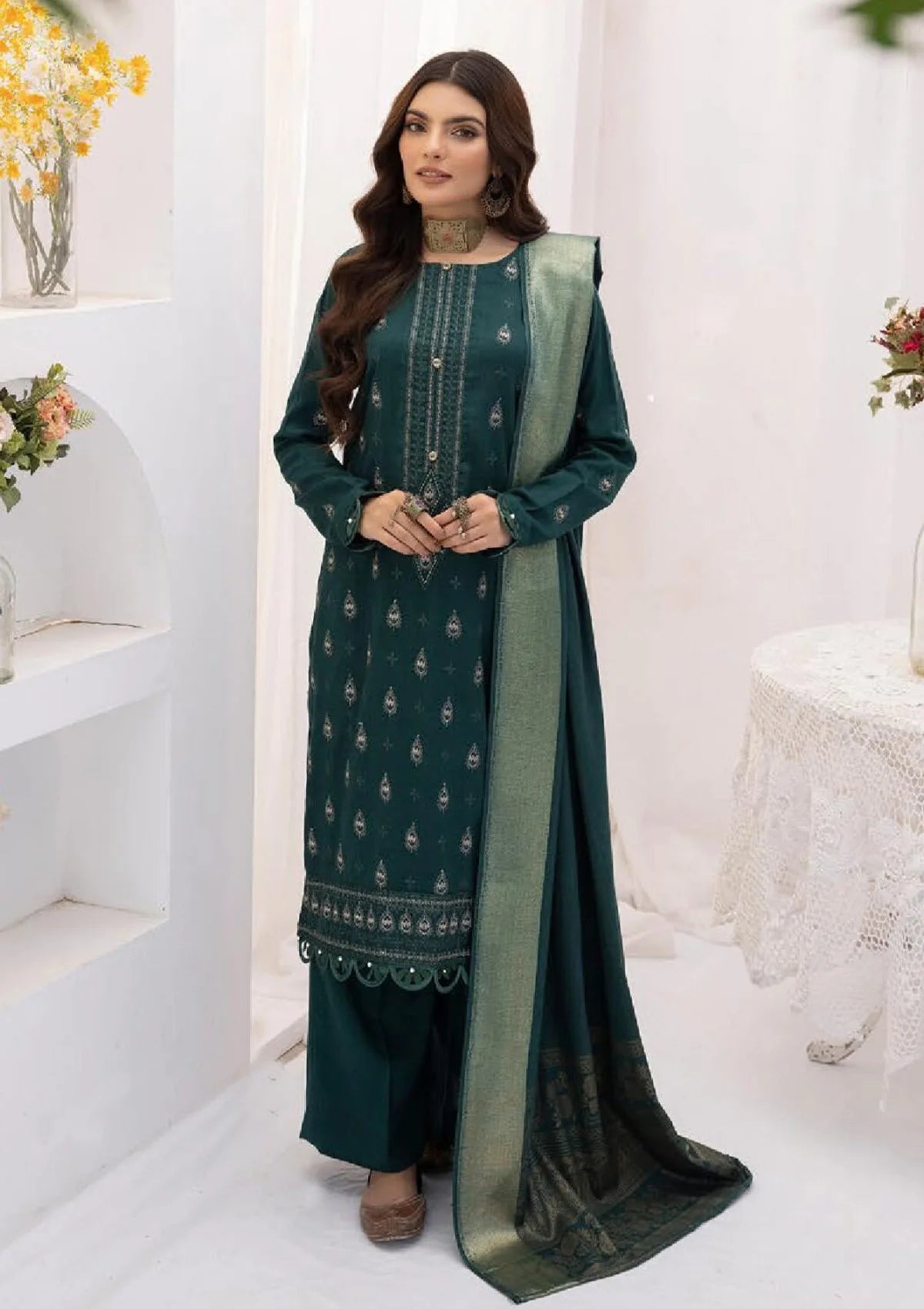 Khoobsurat Mehru Nisa Emb Peach Leather'23 M-02 - Mohsin Saeed Fabrics