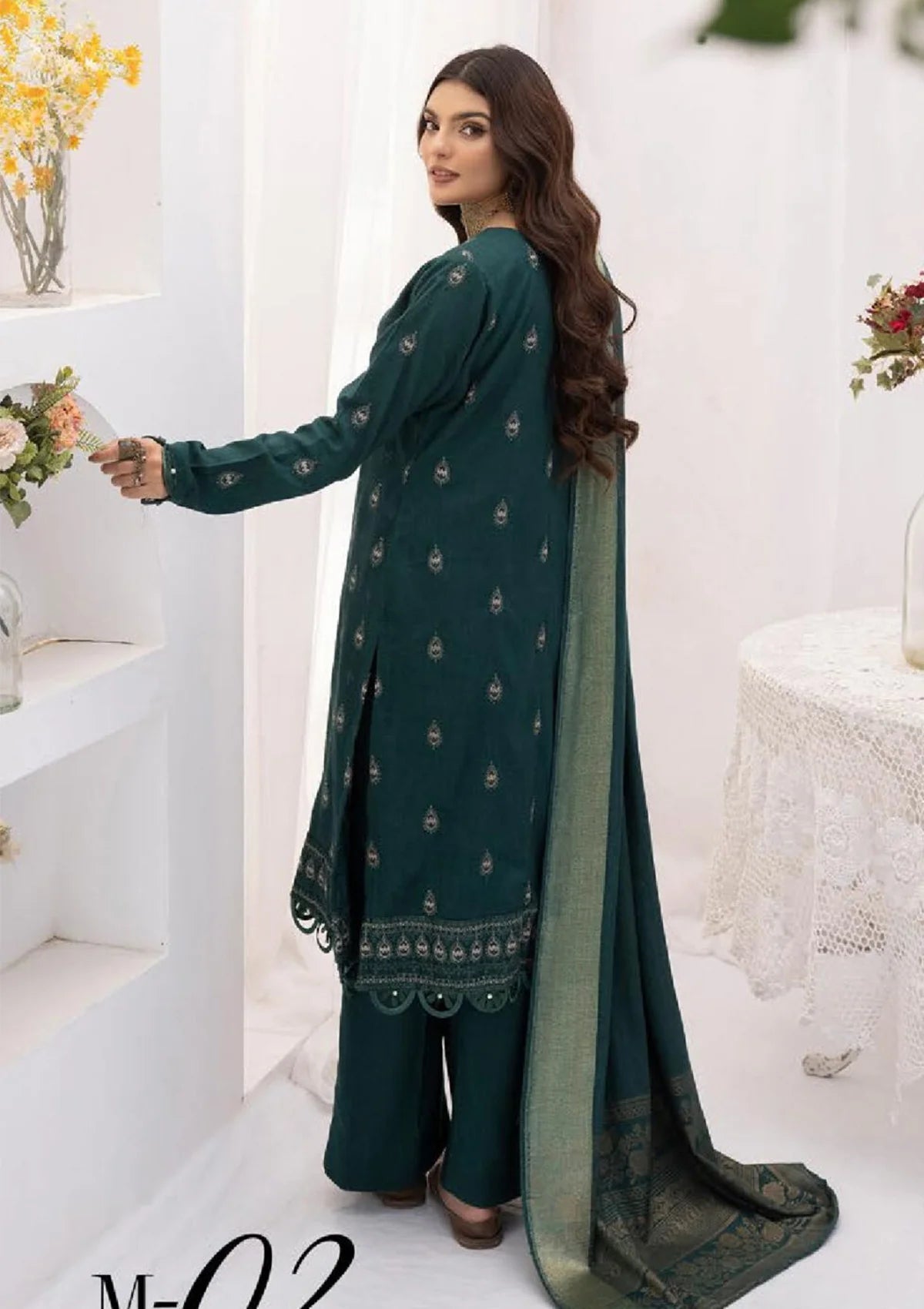 Khoobsurat Mehru Nisa Emb Peach Leather'23 M-02 - Mohsin Saeed Fabrics