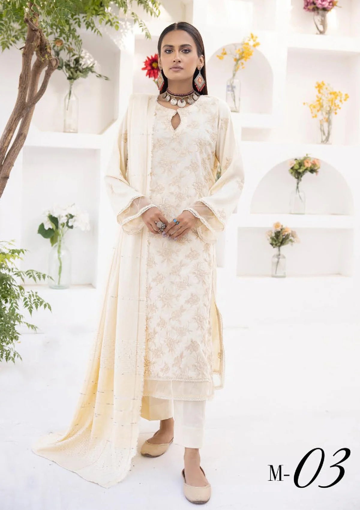 Khoobsurat Mehru Nisa Emb Peach Leather'23 M-03 - Mohsin Saeed Fabrics