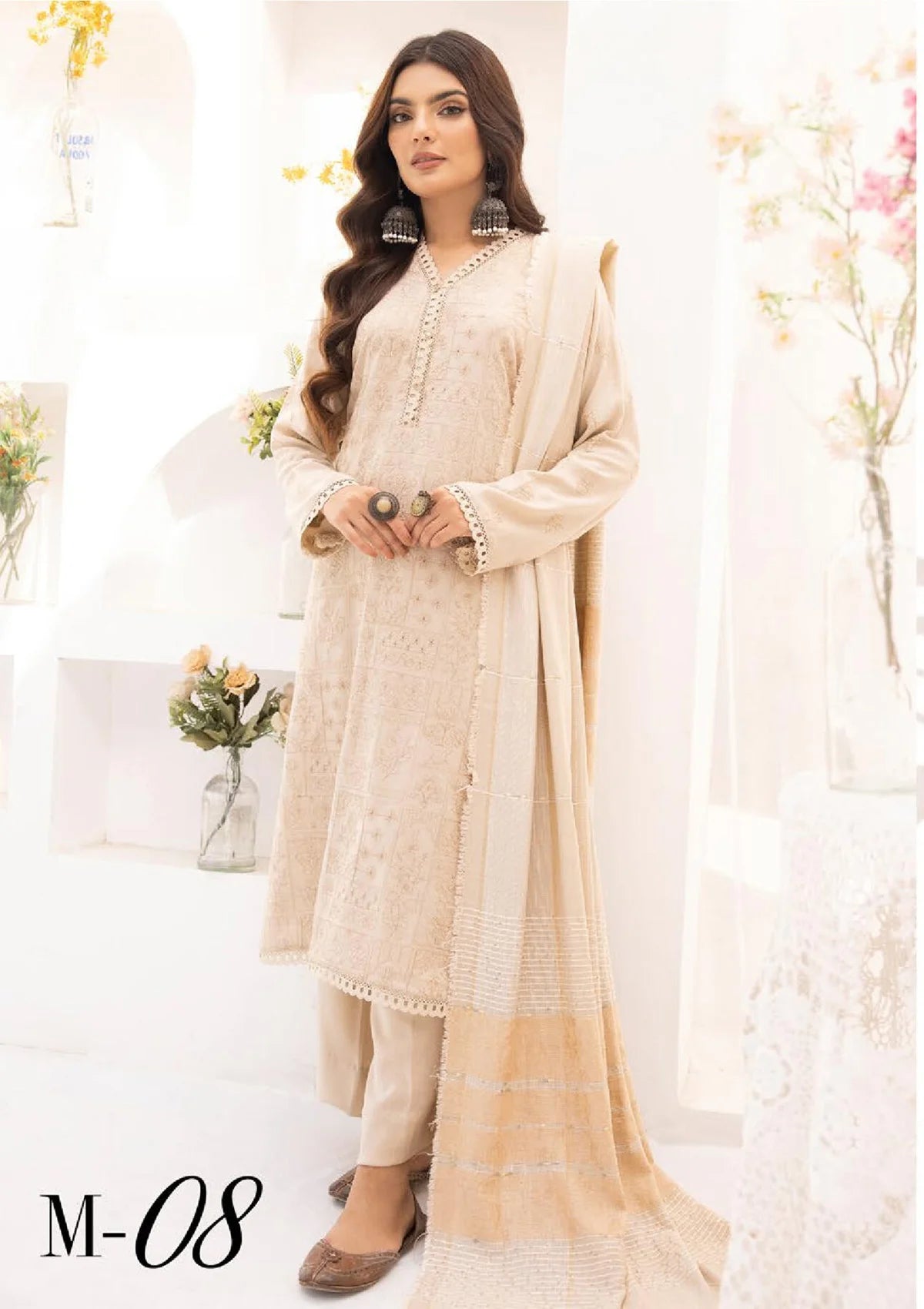 Khoobsurat Mehru Nisa Emb Peach Leather'23 M-08 - Mohsin Saeed Fabrics