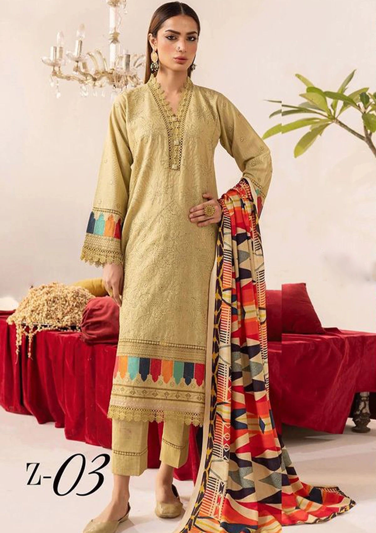 Khoobsurat Zaibunnisa Emb Khaddar'23 Z-03 - Mohsin Saeed Fabrics