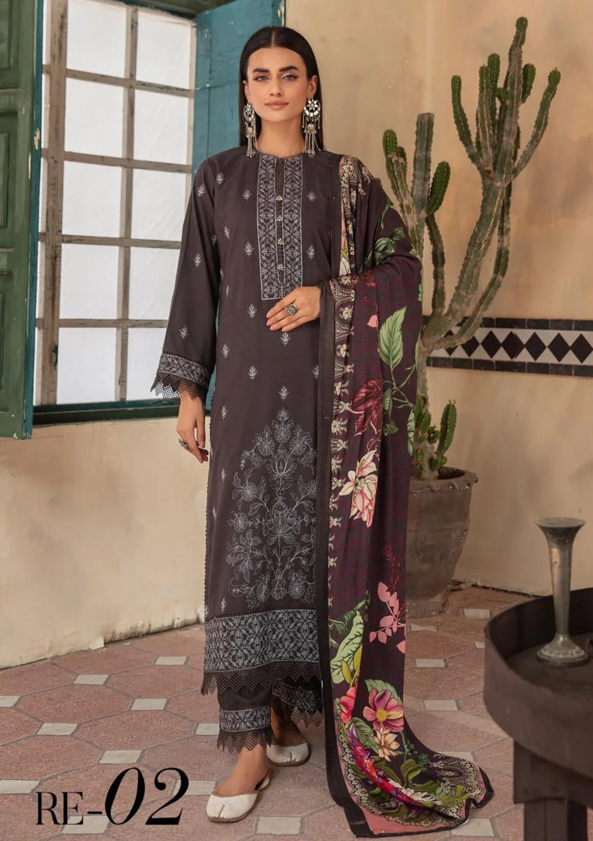 Khoobsurat Riwayat Emb Peach Leather'23 RE-02 - Mohsin Saeed Fabrics