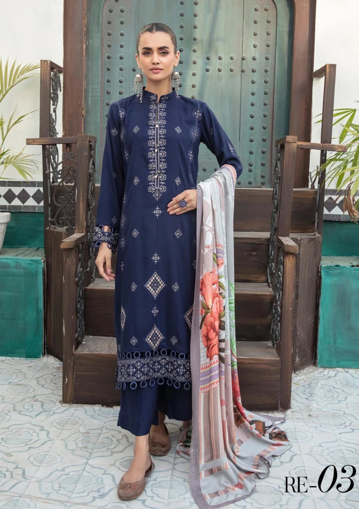 Khoobsurat Riwayat Emb Peach Leather'23 RE-03 - Mohsin Saeed Fabrics