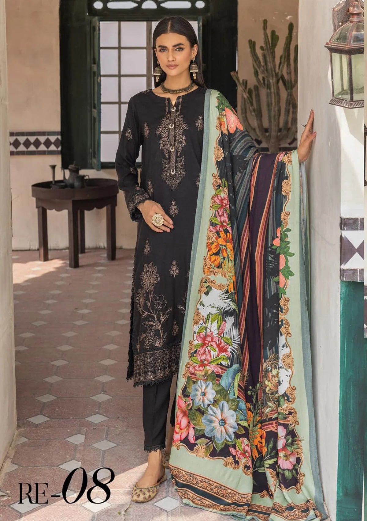 Khoobsurat Riwayat Emb Peach Leather'23 RE-08 - Mohsin Saeed Fabrics