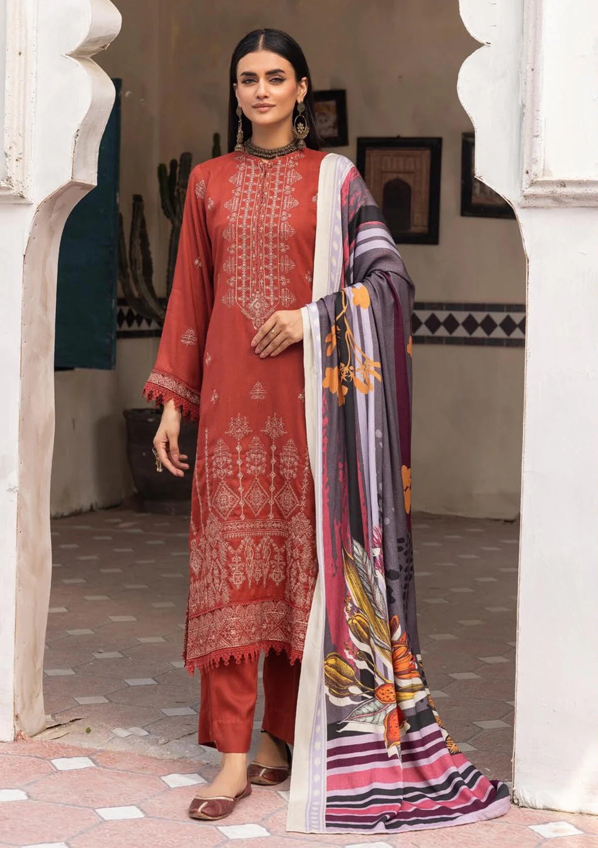 Khoobsurat Riwayat Emb Peach Leather'23 RE-09 - Mohsin Saeed Fabrics