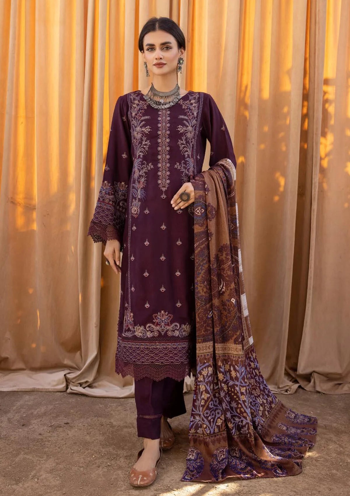 Khoobsurat Zeenat Emb Peach Leather'23 Z-03 - Mohsin Saeed Fabrics