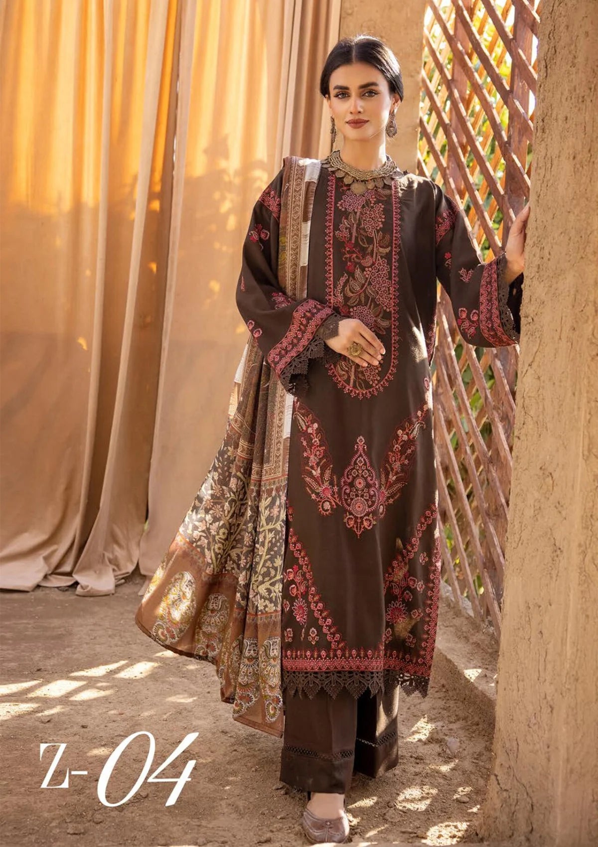 Khoobsurat Zeenat Emb Peach Leather'23 Z-04 - Mohsin Saeed Fabrics