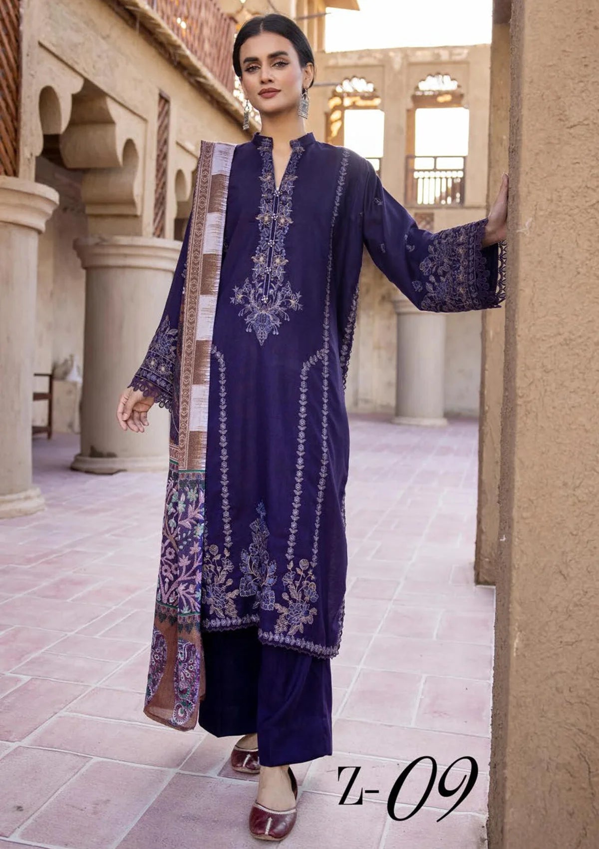 Khoobsurat Zeenat Emb Peach Leather'23 Z-09 - Mohsin Saeed Fabrics