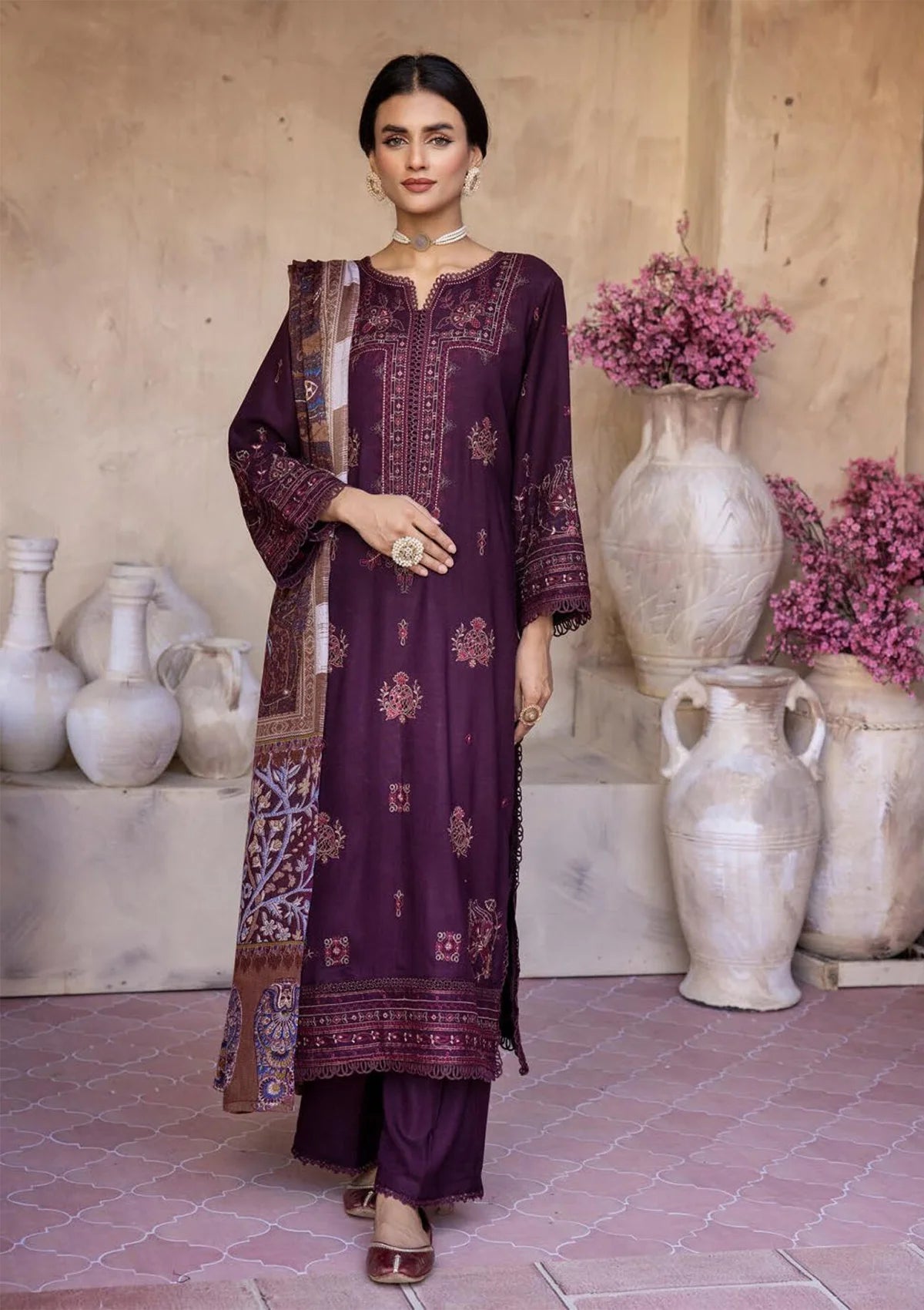 Khoobsurat Zeenat Emb Peach Leather'23 Z-12 - Mohsin Saeed Fabrics
