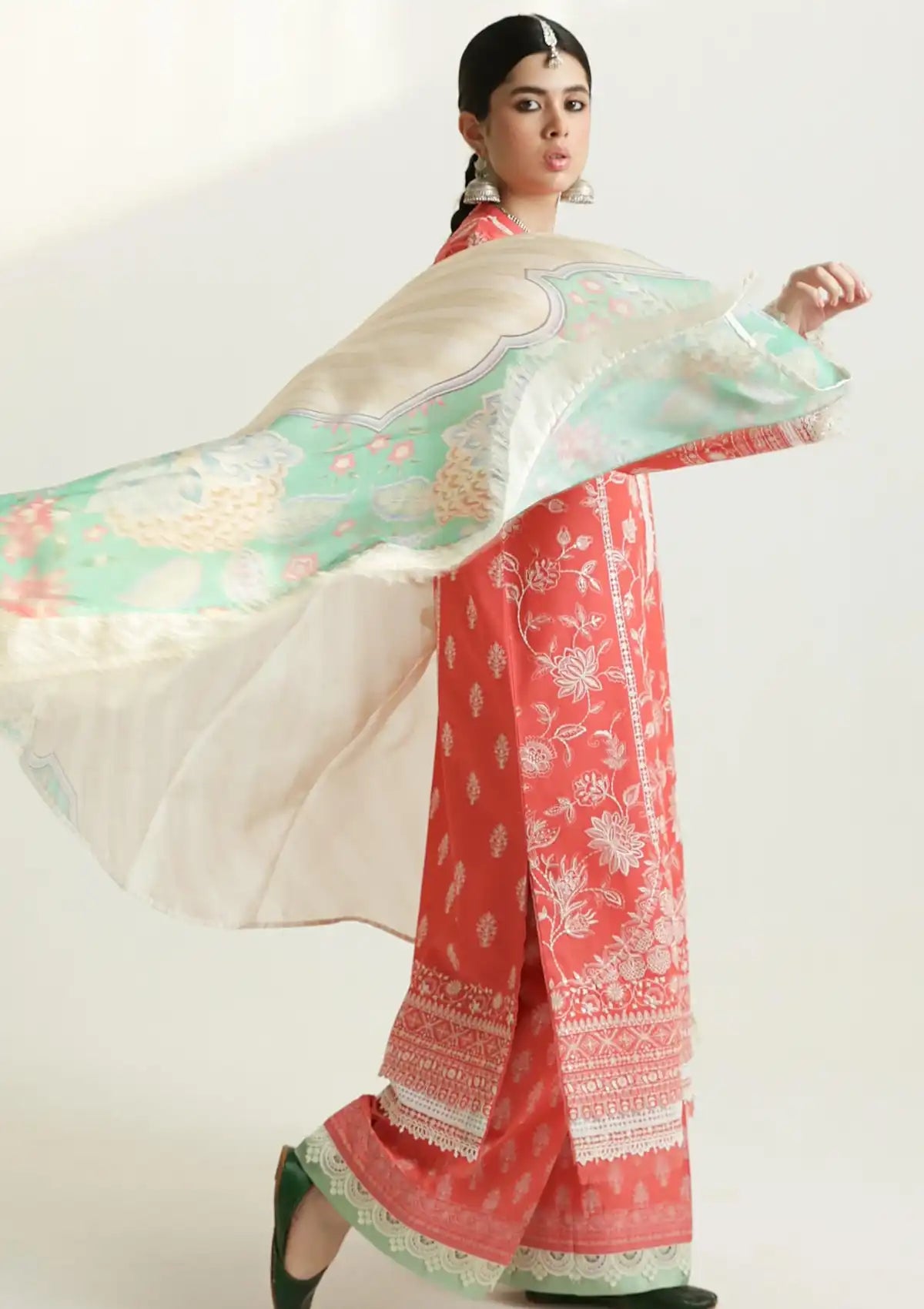 Zara Shahjahan S/S Lawn'24 D-01A-MAHI - Mohsin Saeed Fabrics