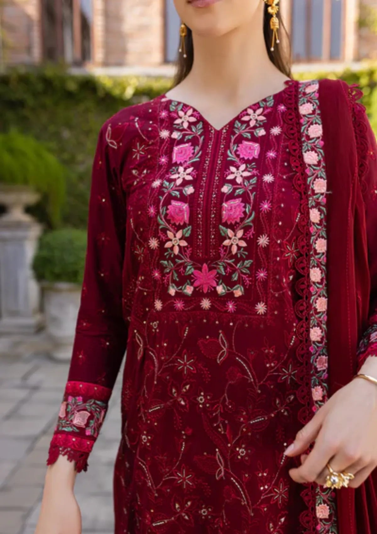 mohsin-saeed-fabrics-designer-daily-wear-formal-and-wedding-suits-within-budget-This-product-is-from-marjjan-ruhi-luxury-lawn25-mll-03-a-maroon-is-available-on-Mohsin-saeed-fabrics-website.