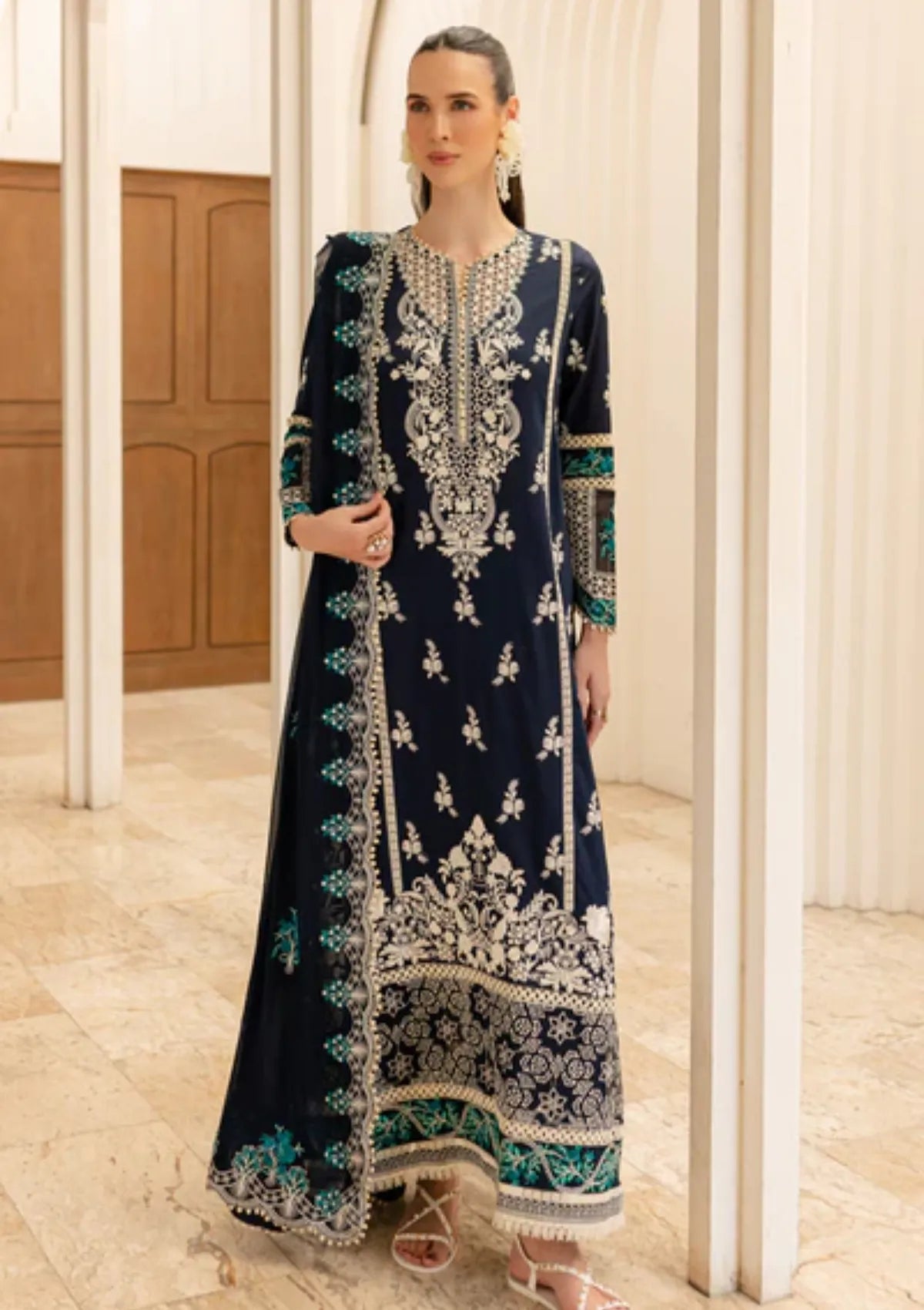 mohsin-saeed-fabrics-designer-daily-wear-formal-and-wedding-suits-within-budget-This-product-is-from-marjjan-ruhi-luxury-lawn25-mll-04-a-navy-blue-is-available-on-Mohsin-saeed-fabrics-website.