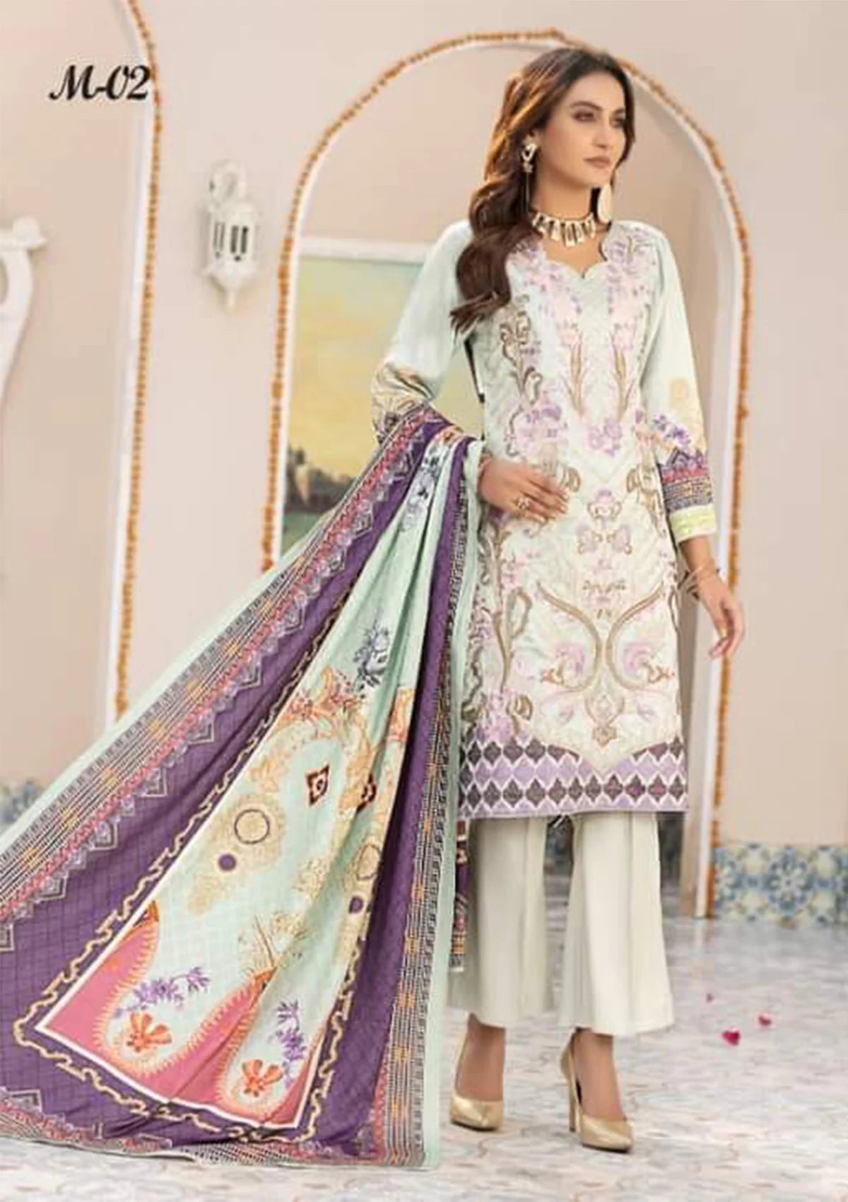 Manizay Afreen Emb Slub'23 M-02 - Mohsin Saeed Fabrics