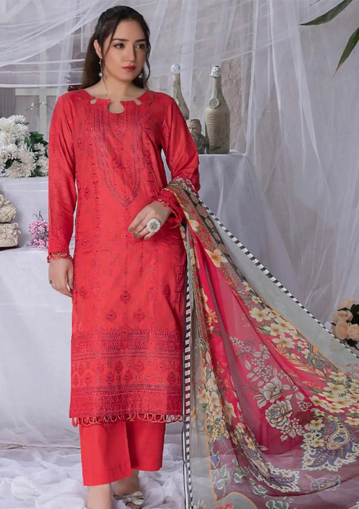 Manizay Nikhar Emb Lawn'24 D-01 - Mohsin Saeed Fabrics