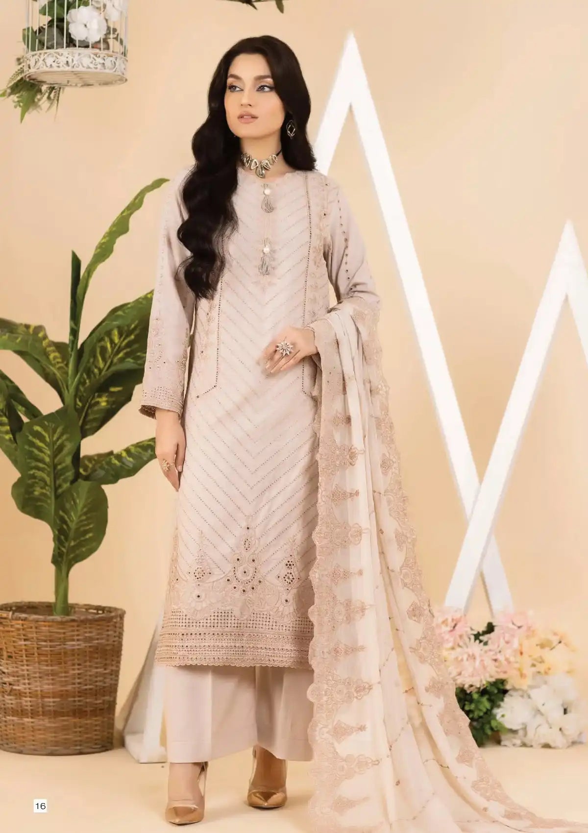 Manizay Dilkash Afsana Emb Karandi'23 D-03 - Mohsin Saeed Fabrics