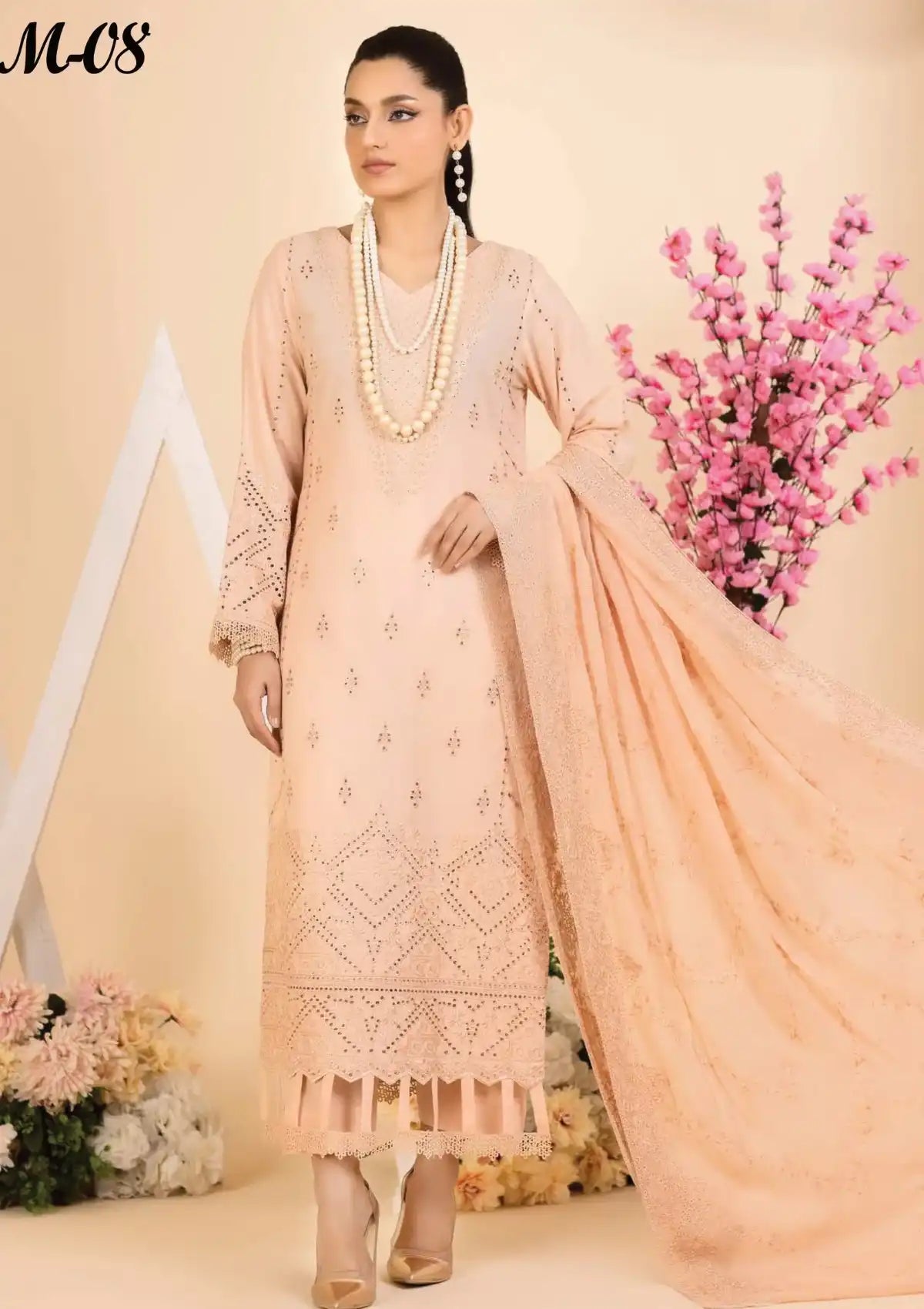 Manizay Dilkash Afsana Emb Karandi'23 D-08 - Mohsin Saeed Fabrics