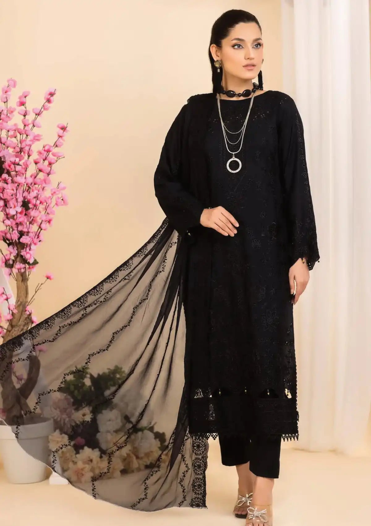 Manizay Dilkash Afsana Emb Karandi'23 D-09 - Mohsin Saeed Fabrics
