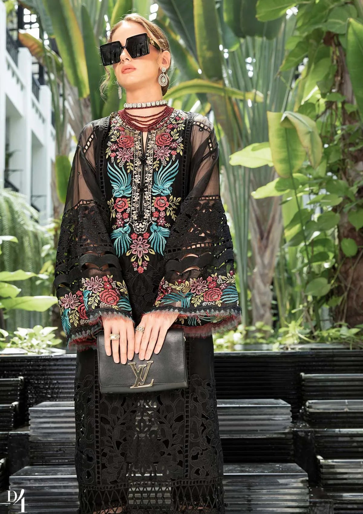 Maria B Eid Luxury Lawn'23 D-04 - Mohsin Saeed Fabrics