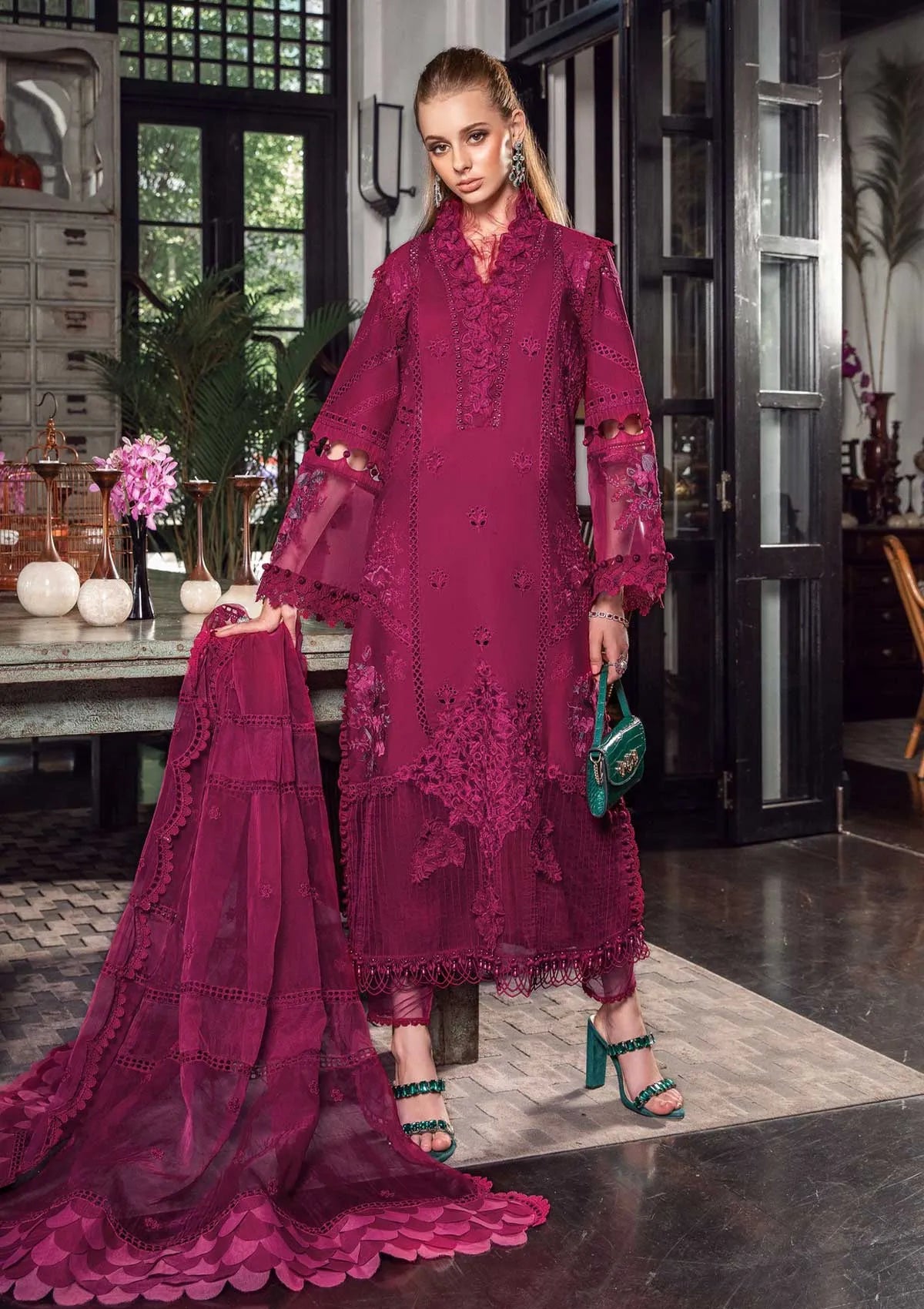 Maria B Eid Luxury Lawn'23 D-09 - Mohsin Saeed Fabrics