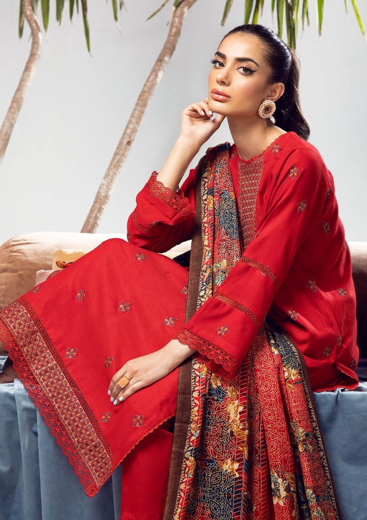 Khoobsurat Meharma Emb Peach Leather'23 M-40 - Mohsin Saeed Fabrics
