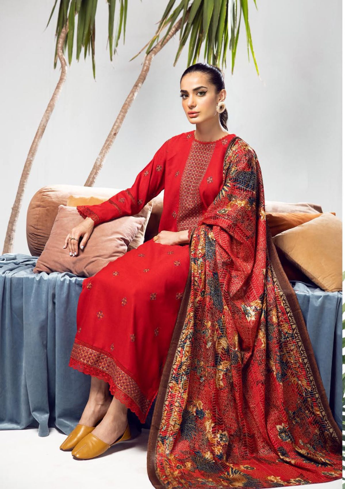 Khoobsurat Meharma Emb Peach Leather'23 M-40 - Mohsin Saeed Fabrics