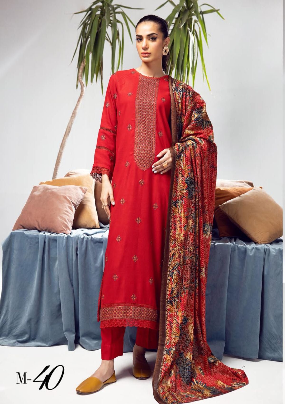 Khoobsurat Meharma Emb Peach Leather'23 M-40 - Mohsin Saeed Fabrics