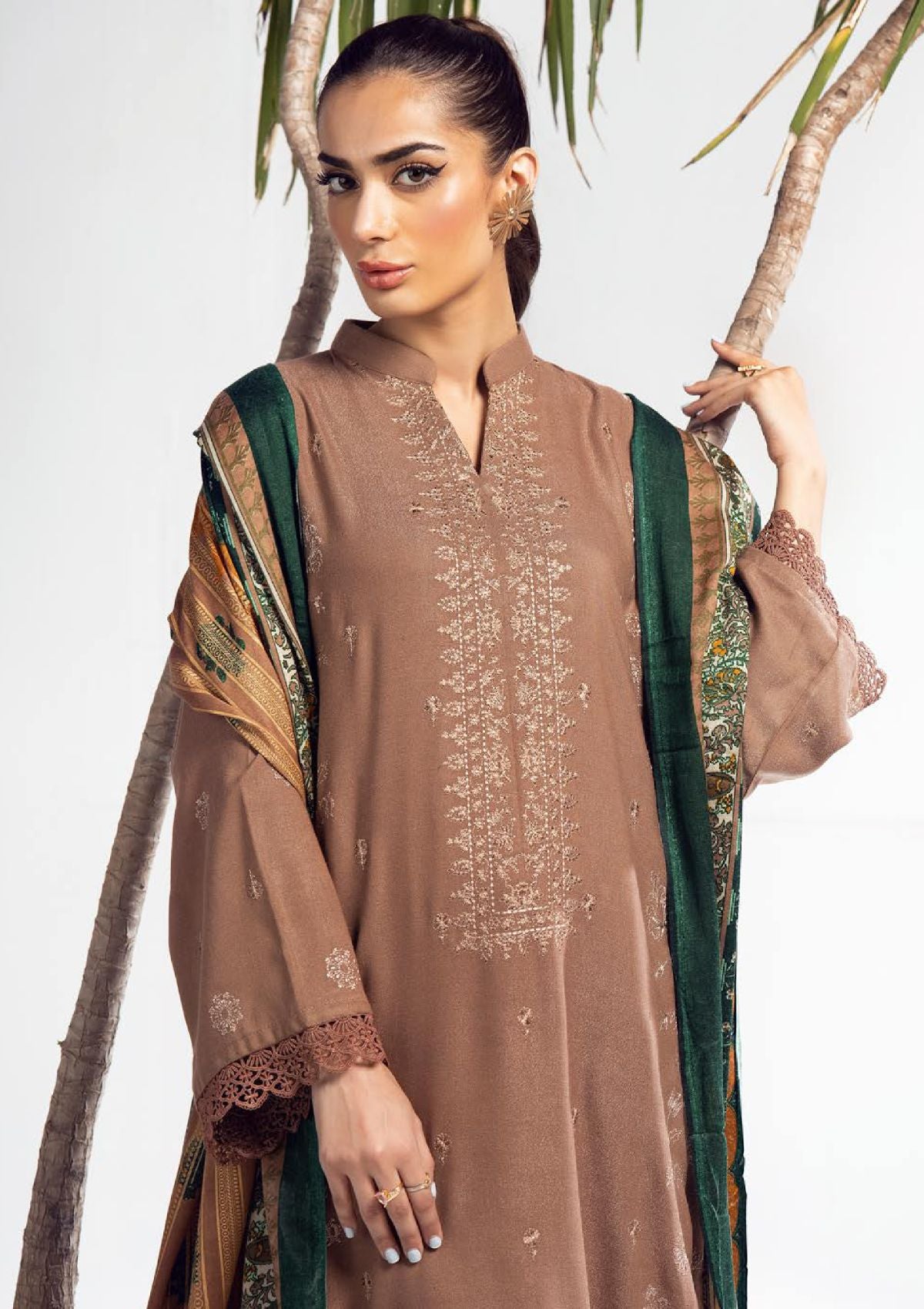 Khoobsurat Meharma Emb Peach Leather'23 M-42 - Mohsin Saeed Fabrics