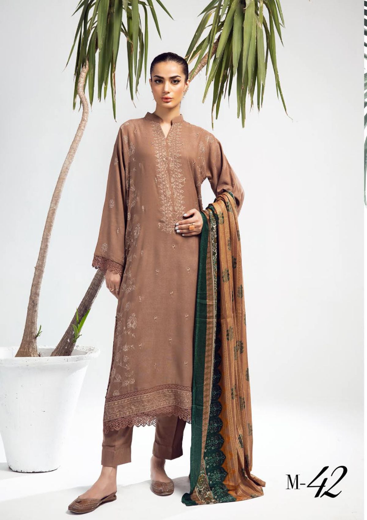 Khoobsurat Meharma Emb Peach Leather'23 M-42 - Mohsin Saeed Fabrics