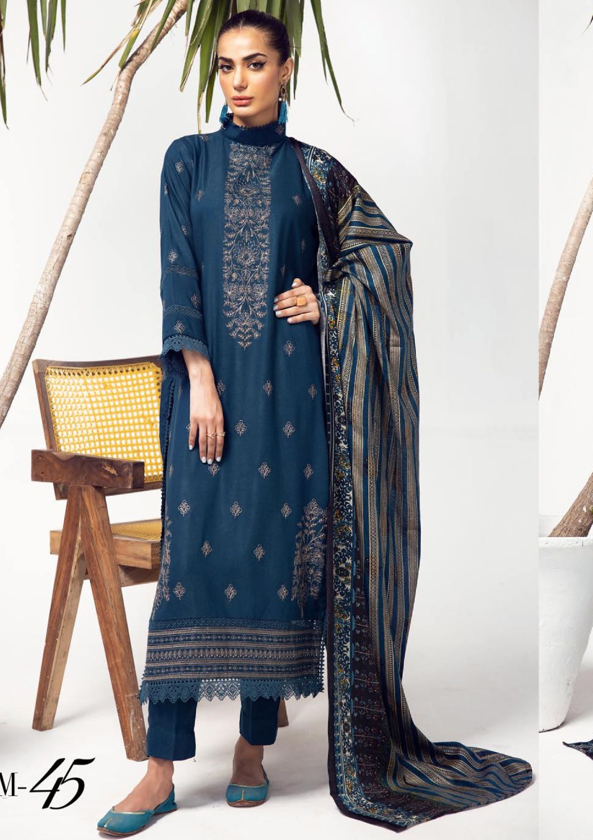 Khoobsurat Meharma Emb Peach Leather'23 M-45 - Mohsin Saeed Fabrics