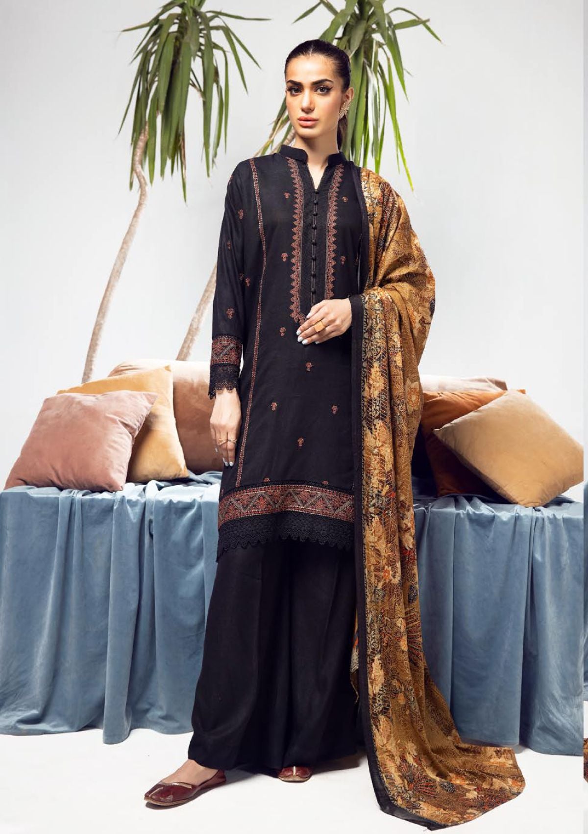 Khoobsurat Meharma Emb Peach Leather'23 M-46 - Mohsin Saeed Fabrics