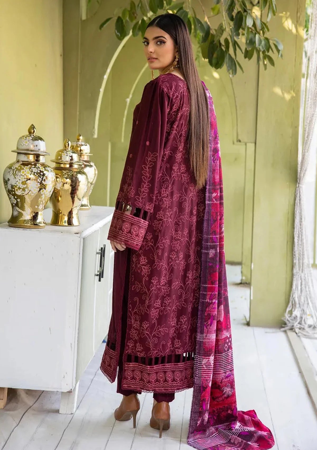 Meharma By Khoobsurat Emb Peach Leather'23 M-02 - Mohsin Saeed Fabrics