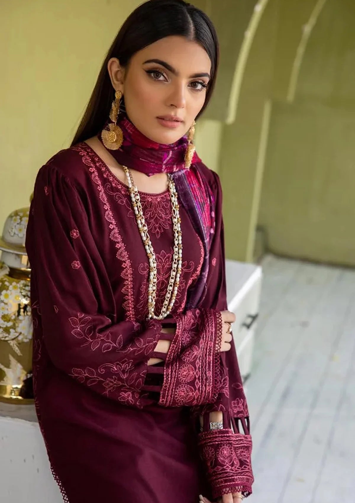 Meharma By Khoobsurat Emb Peach Leather'23 M-02 - Mohsin Saeed Fabrics