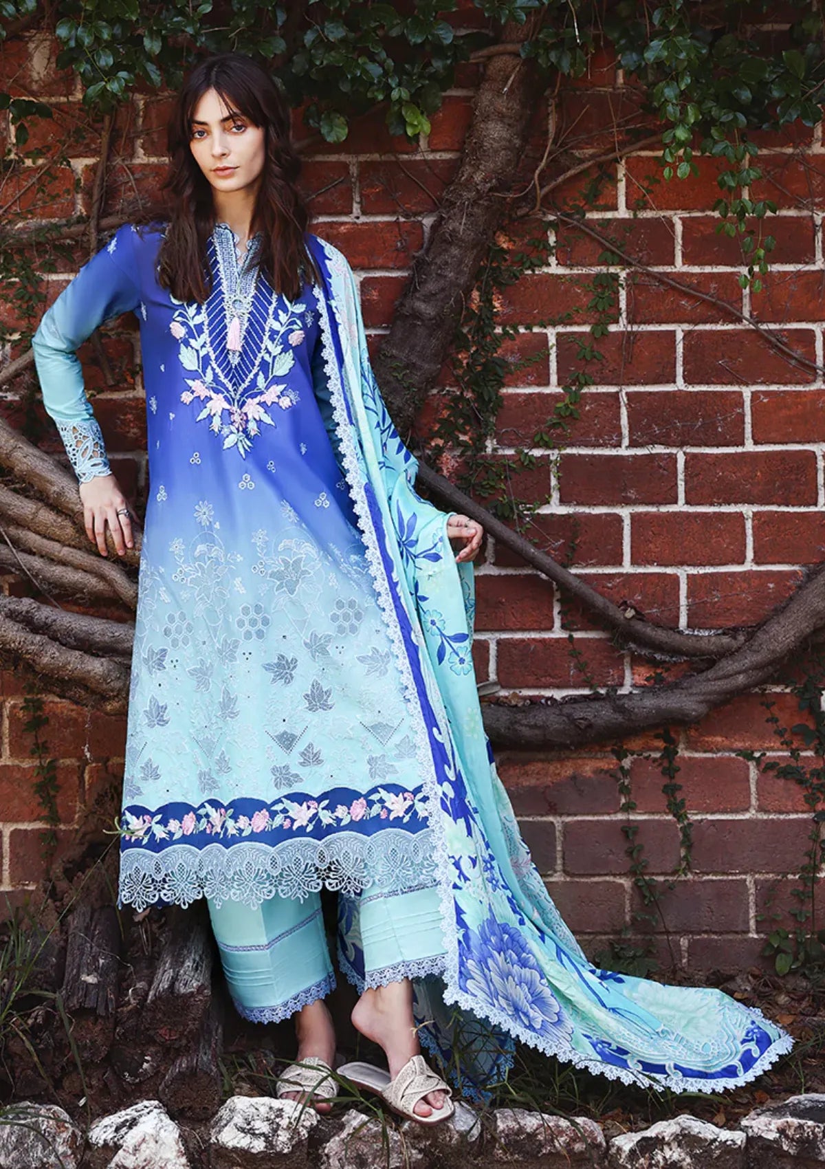 Mushq Solace Ombre Chikankari'26 D-05 Moonlit Ease